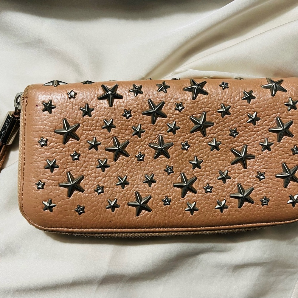 Jimmy Choo Star Studded Blush Leather Wallet
